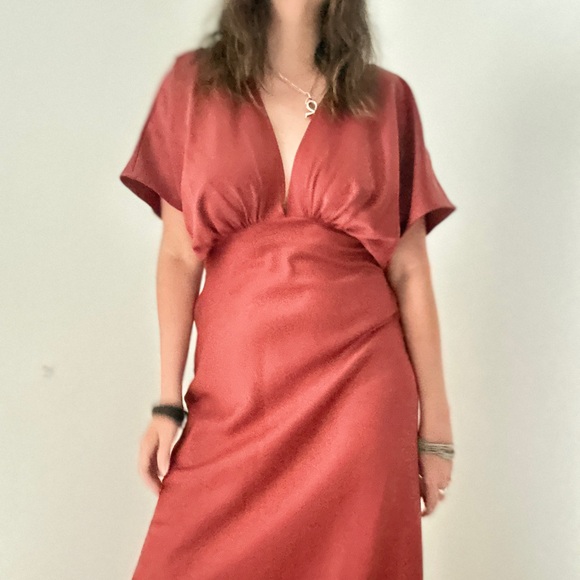 BLDH Leila Charmeuse Dress in Wine Brown - Picture 3 of 14
